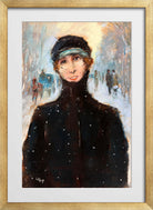 Lady in the Snow (1919) by Lesser Ury — gold frame
