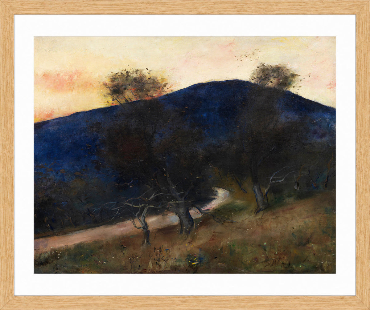 The Blue Mountain (1900–1910) by Lesser Ury — oak frame