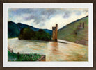 The Mouse Tower near Bingen and Ehrenfels Castle (1924) by Lesser Ury — brown frame