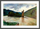 The Mouse Tower near Bingen and Ehrenfels Castle (1924) by Lesser Ury — dark grey frame