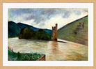 The Mouse Tower near Bingen and Ehrenfels Castle (1924) by Lesser Ury — oak frame