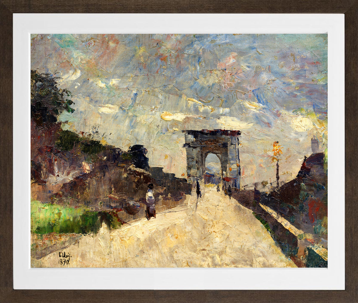 The Arch of Titus, Rome (1890) by Lesser Ury — brown frame