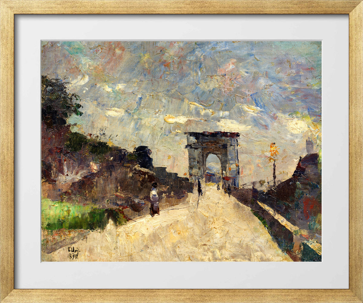 The Arch of Titus, Rome (1890) by Lesser Ury — gold frame