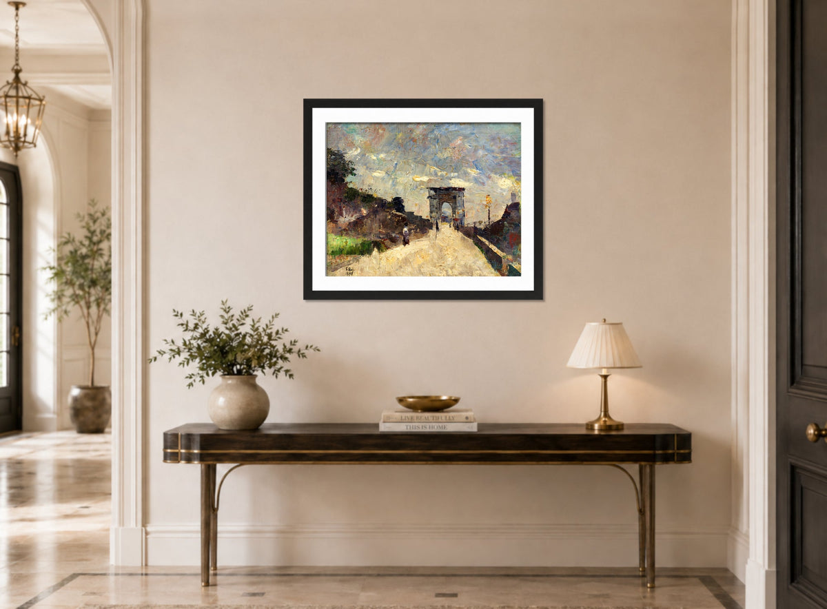The Arch of Titus, Rome (1890) by Lesser Ury — hallway
