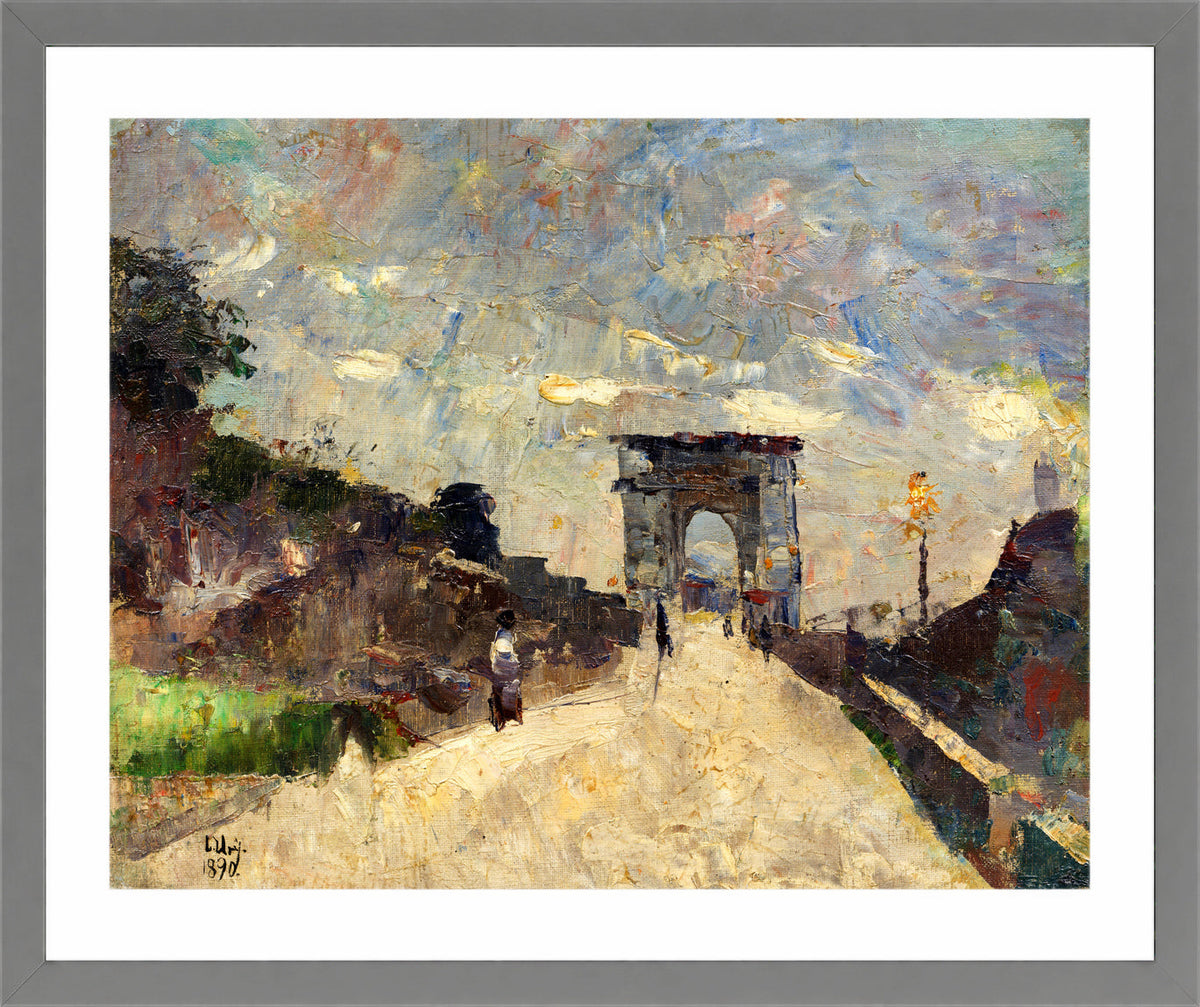 The Arch of Titus, Rome (1890) by Lesser Ury — light grey frame