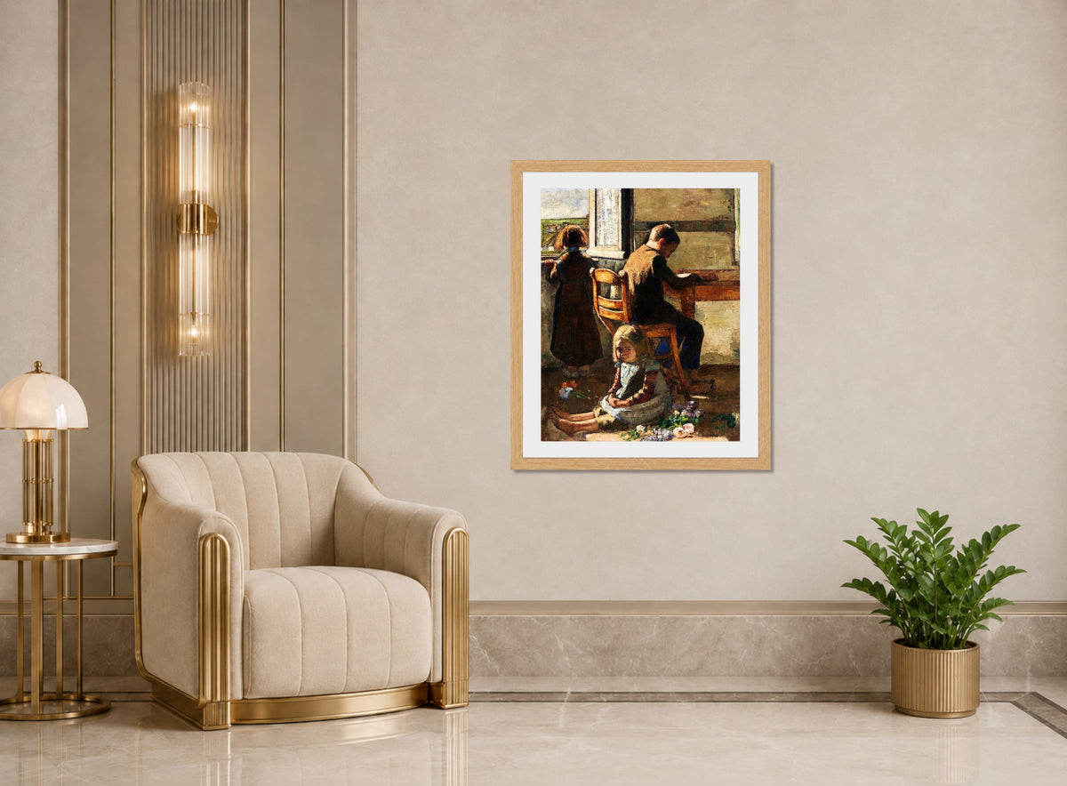 The Siblings, Interior with Children (1883) by Lesser Ury — art deco roomset