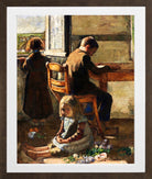 The Siblings, Interior with Children (1883) by Lesser Ury — brown frame