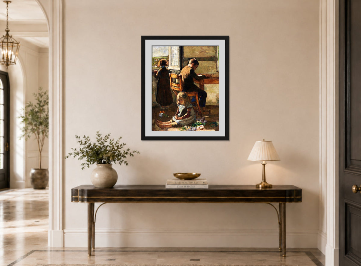 The Siblings, Interior with Children (1883) by Lesser Ury — hallway