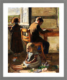 The Siblings, Interior with Children (1883) by Lesser Ury — light grey frame