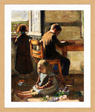 The Siblings, Interior with Children (1883) by Lesser Ury — oak frame