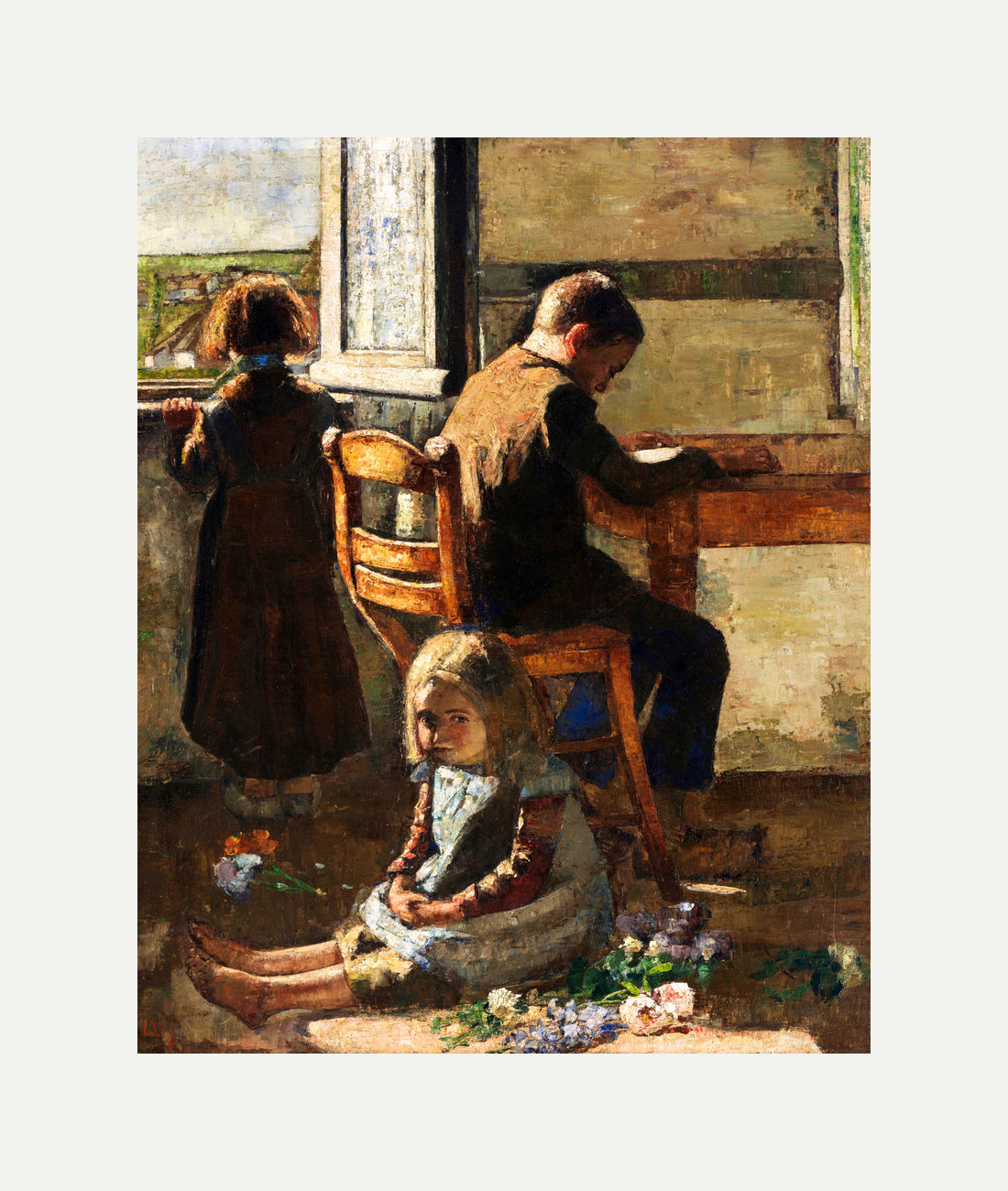The Siblings, Interior with Children (1883) by Lesser Ury — rolled canvas