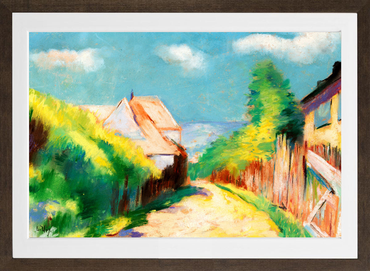 Village Street (1910) by Lesser Ury — brown frame