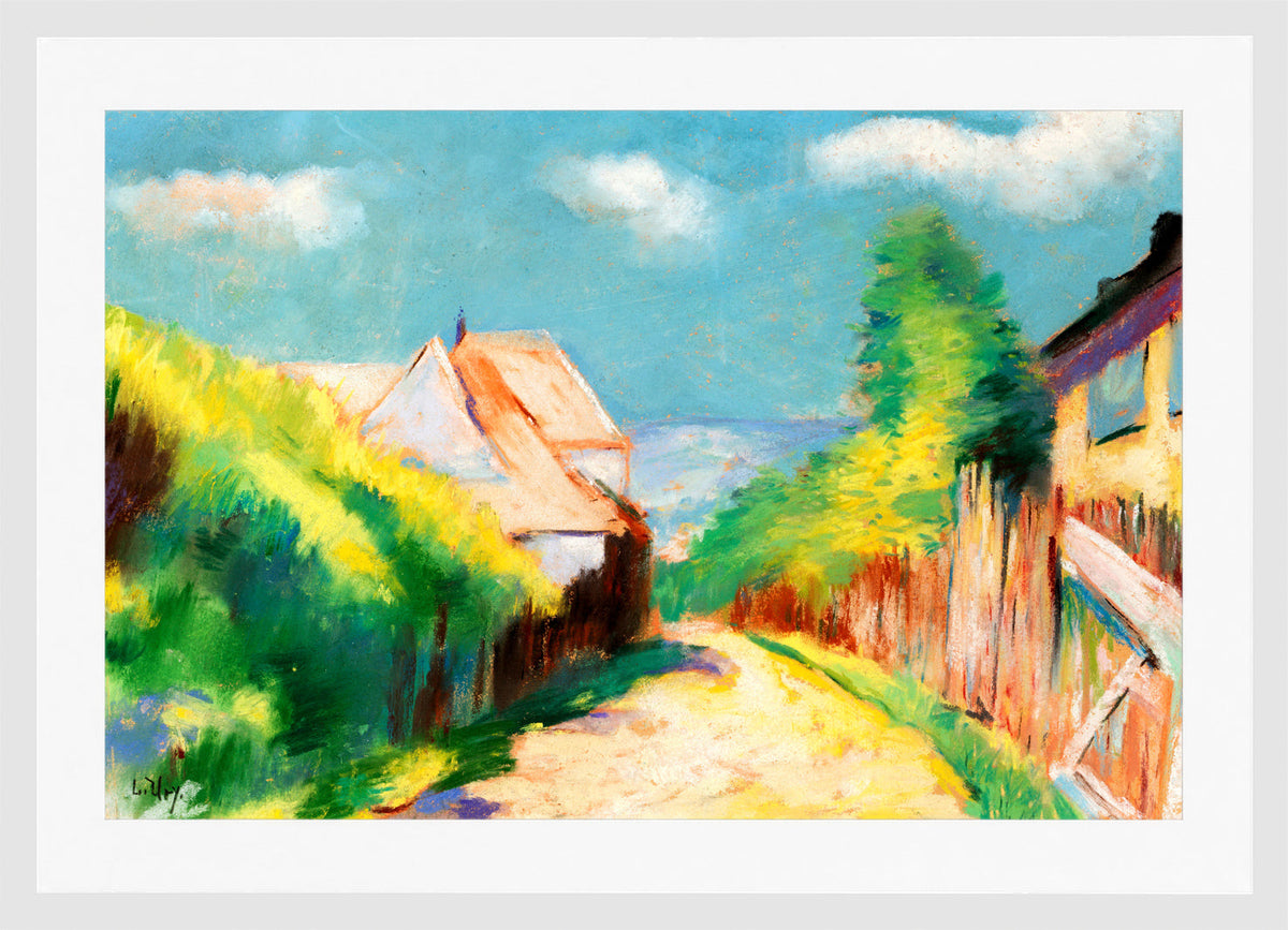 Village Street (1910) by Lesser Ury — white frame