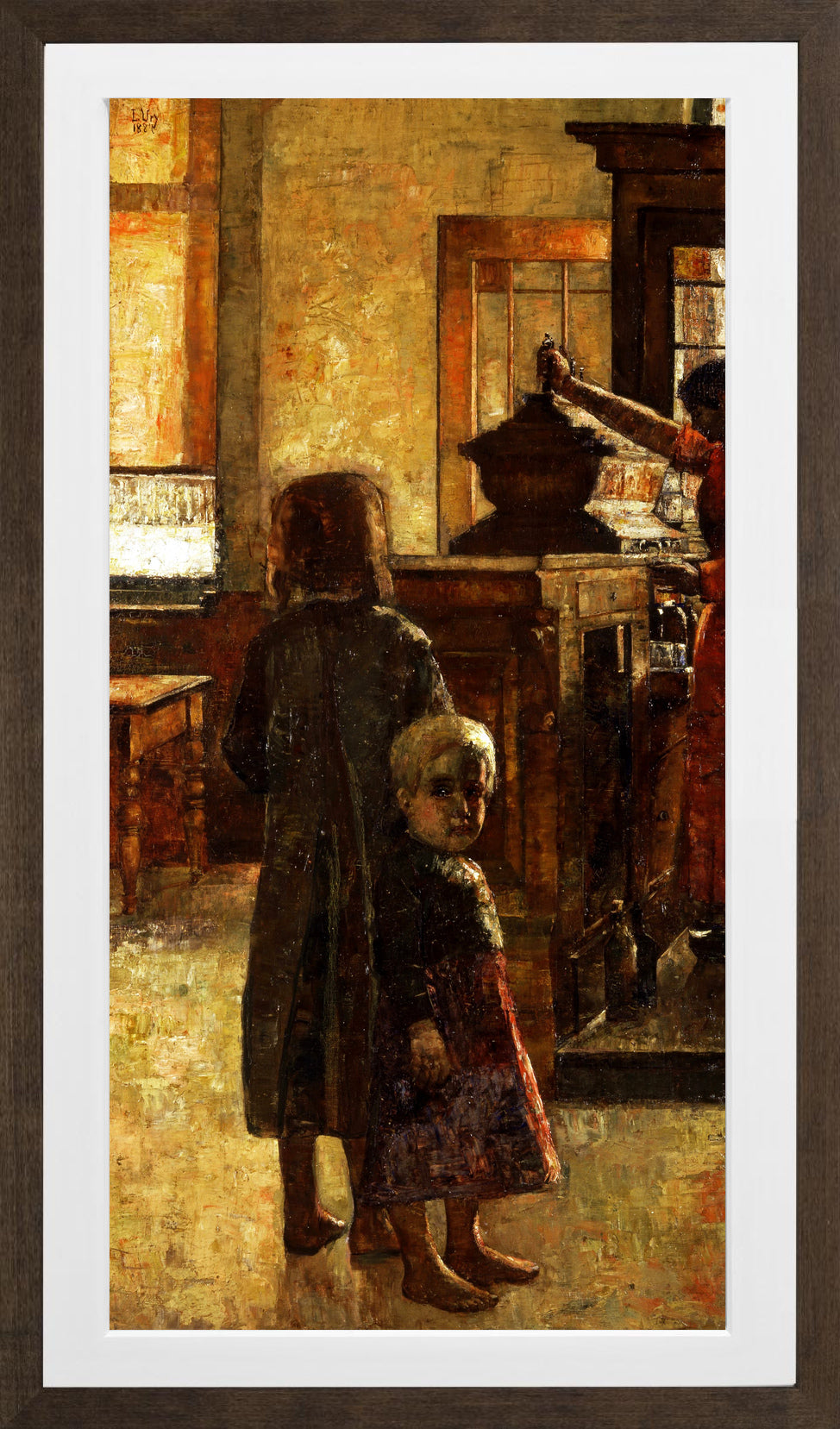 Flemish Tavern (1884) by Lesser Ury — brown frame