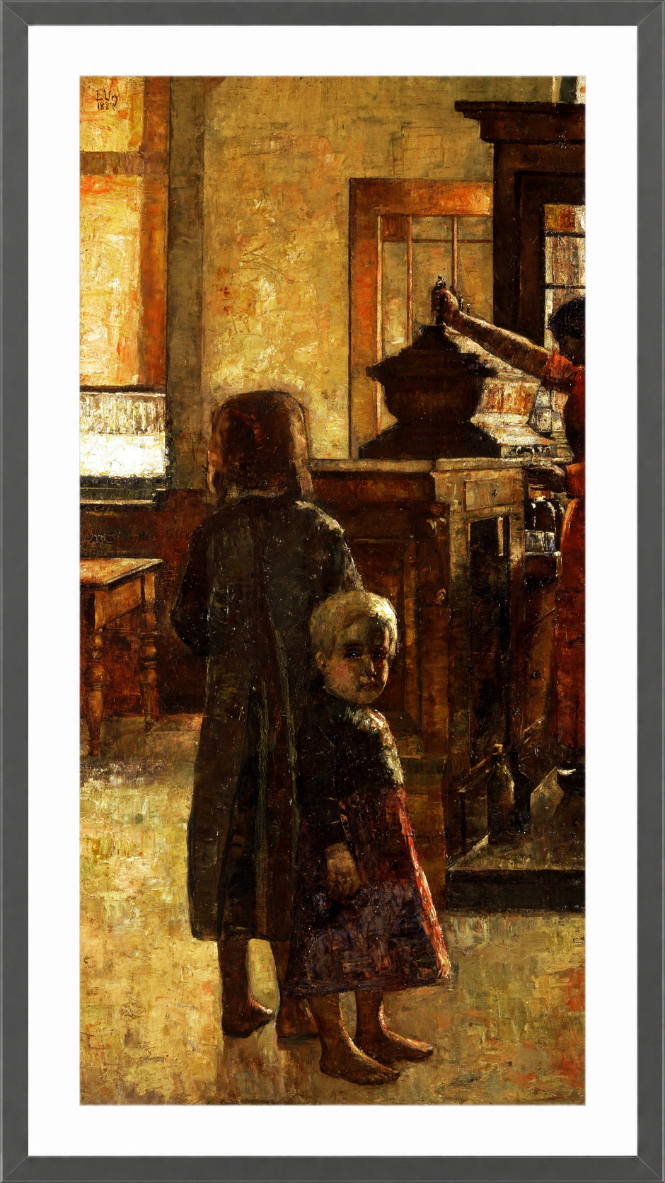 Flemish Tavern (1884) by Lesser Ury — dark grey frame