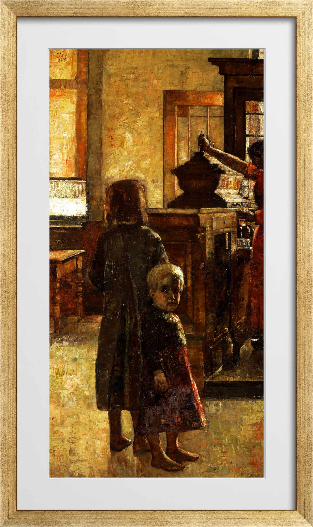 Flemish Tavern (1884) by Lesser Ury — gold frame