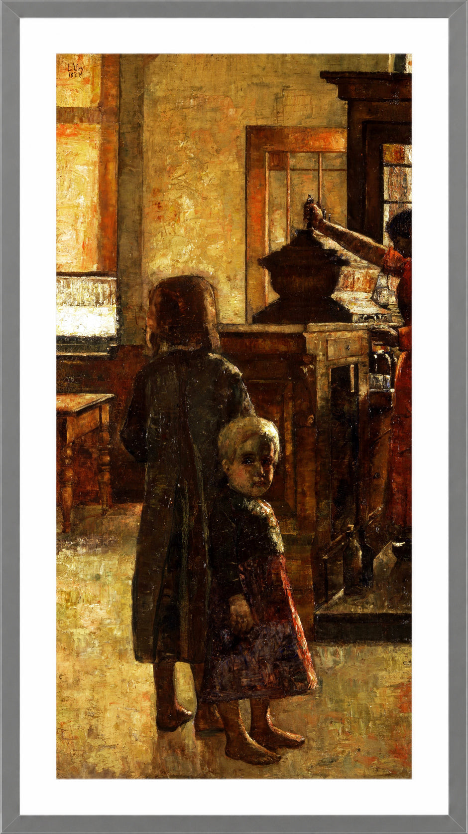 Flemish Tavern (1884) by Lesser Ury — light grey frame
