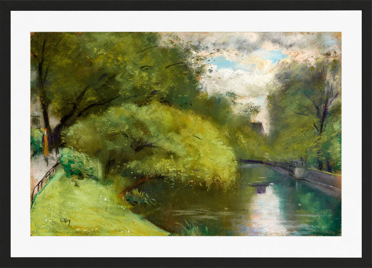 Footbridge on the Landwehr Canal, Berlin (1920s) by Lesser Ury — black frame