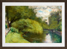 Footbridge on the Landwehr Canal, Berlin (1920s) by Lesser Ury — brown frame