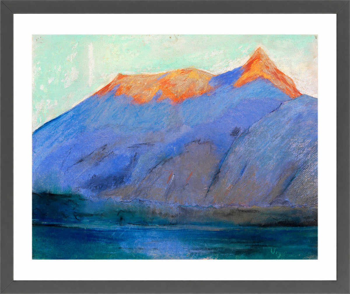 Lake Garda with a View of Monte Baldo (1890) by Lesser Ury — dark grey frame