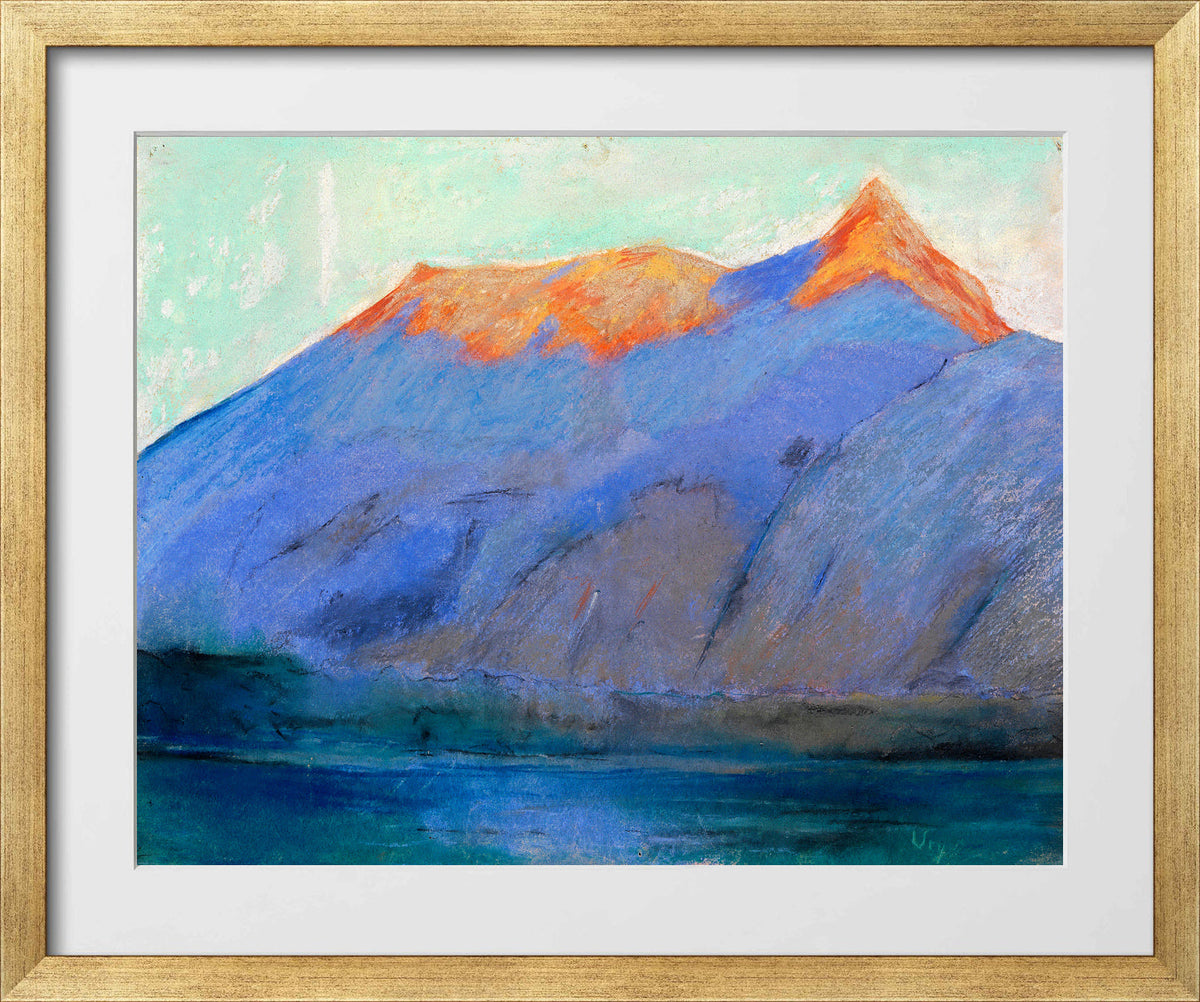 Lake Garda with a View of Monte Baldo (1890) by Lesser Ury — gold frame