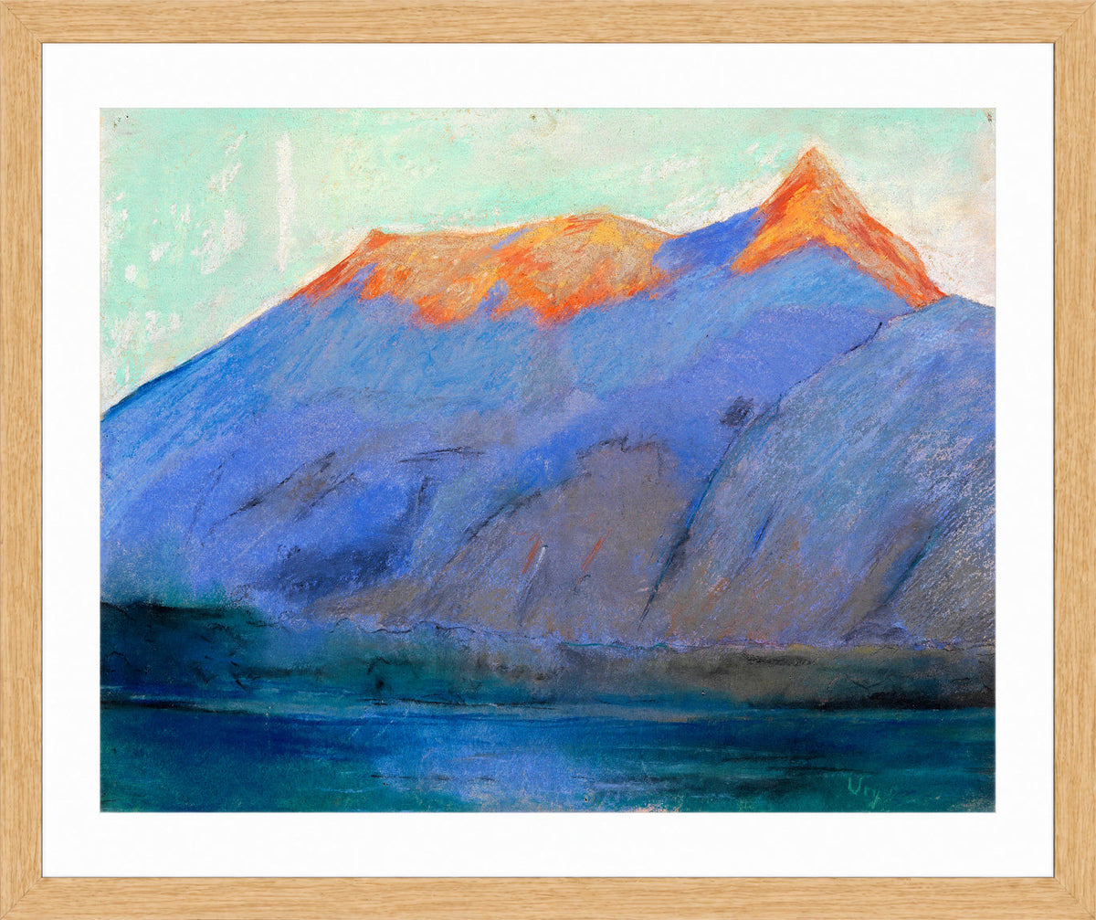 Lake Garda with a View of Monte Baldo (1890) by Lesser Ury — oak frame