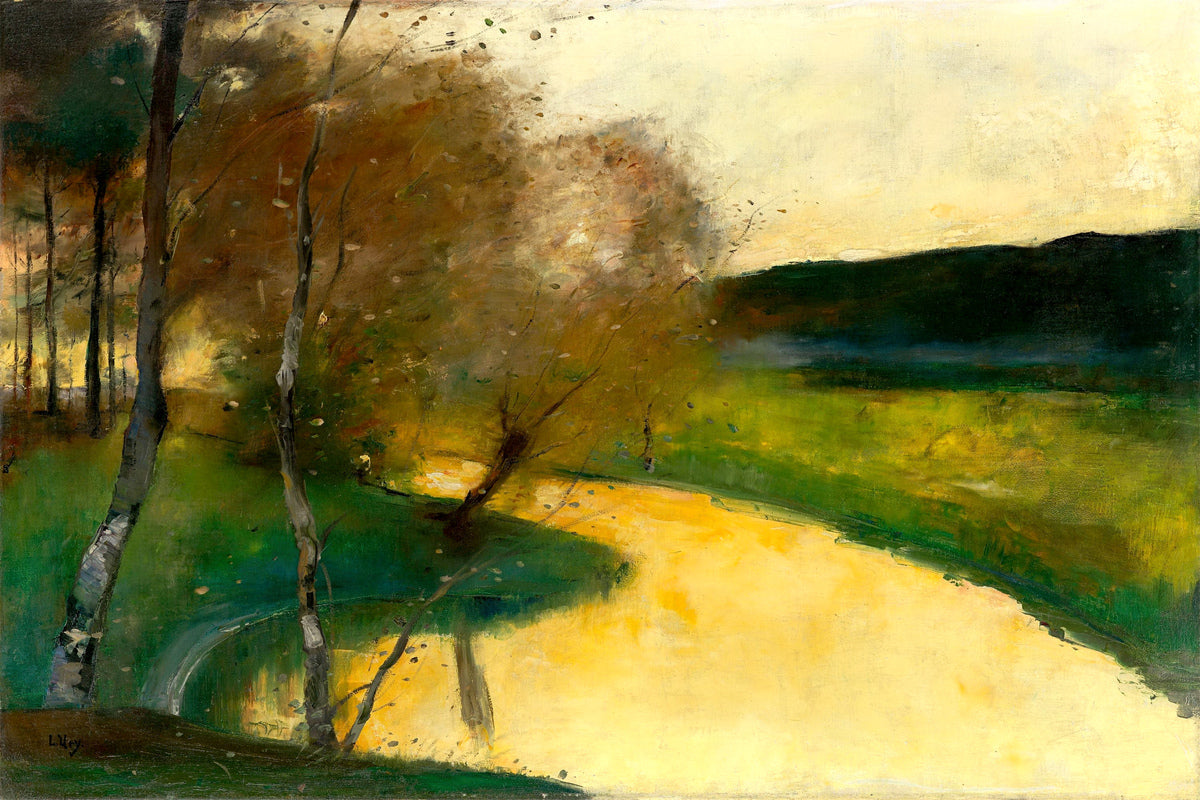 Autumn Stream in Evening Light, Thuringia (c. 1900–1910) by Lesser Ury — unframed
