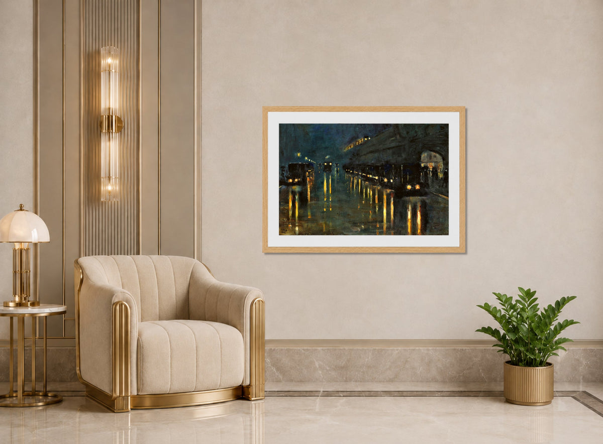 Bülowstrasse Elevated Railway Station at Night (1922) by Lesser Ury — art deco roomset