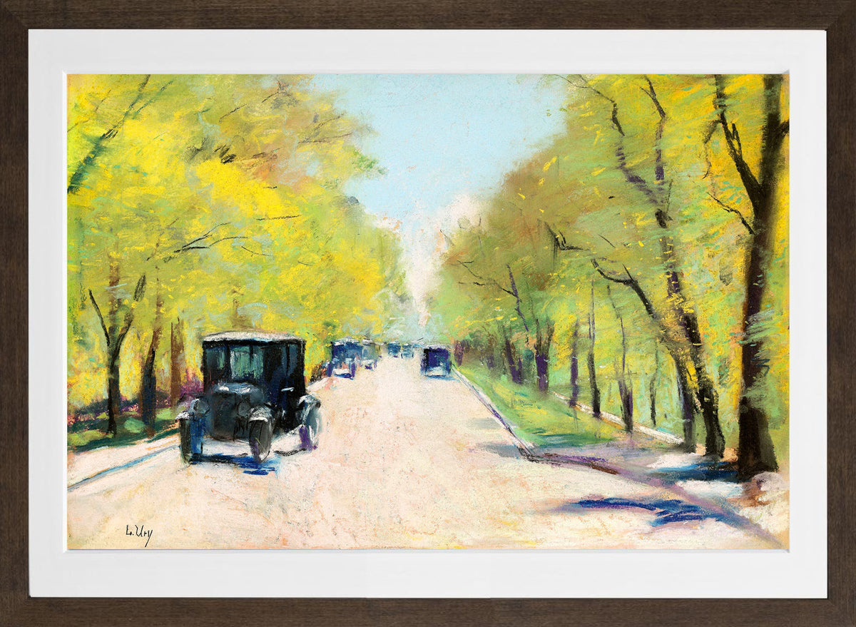 Hofjägerallee in the Berlin Tiergarten (1920s) by Lesser Ury — brown frame