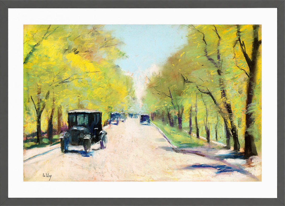 Hofjägerallee in the Berlin Tiergarten (1920s) by Lesser Ury — dark grey frame