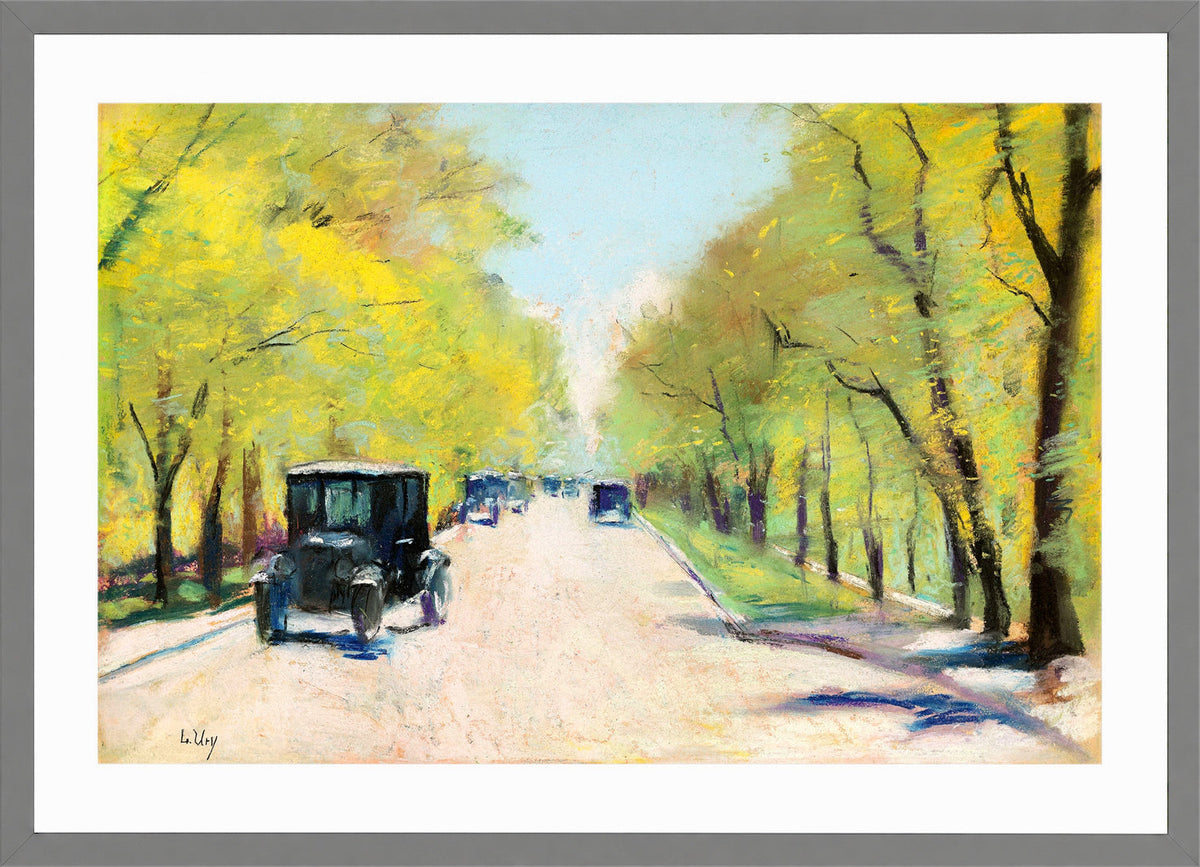 Hofjägerallee in the Berlin Tiergarten (1920s) by Lesser Ury — light grey frame