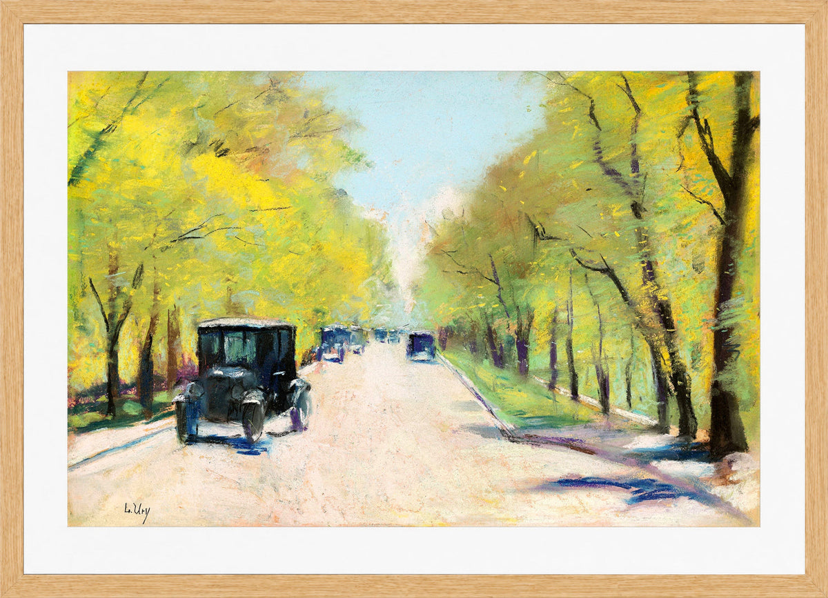 Hofjägerallee in the Berlin Tiergarten (1920s) by Lesser Ury — oak frame