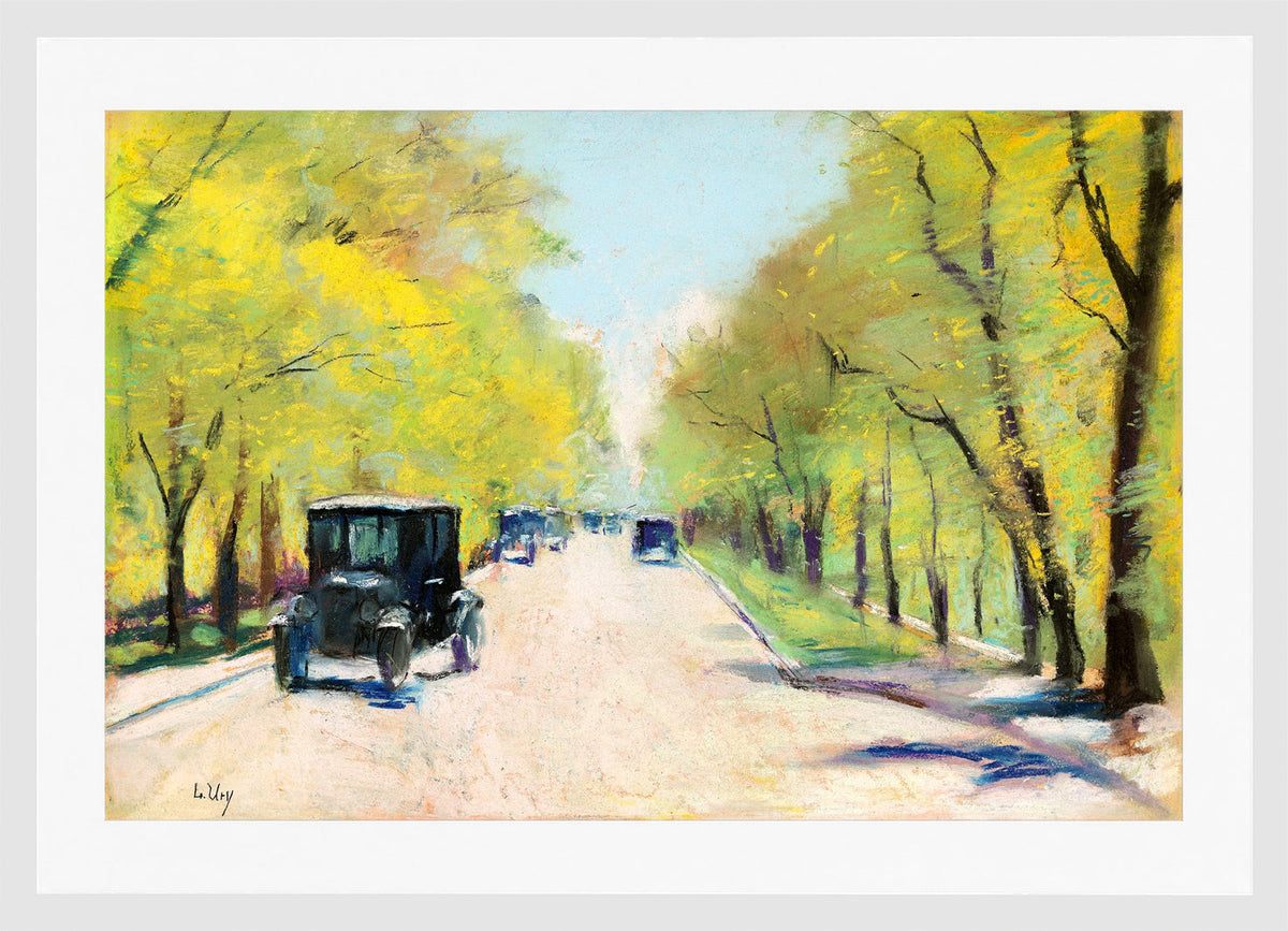 Hofjägerallee in the Berlin Tiergarten (1920s) by Lesser Ury — white frame