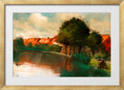 Dutch Village with a Woman Washing (1913) by Lesser Ury — gold frame