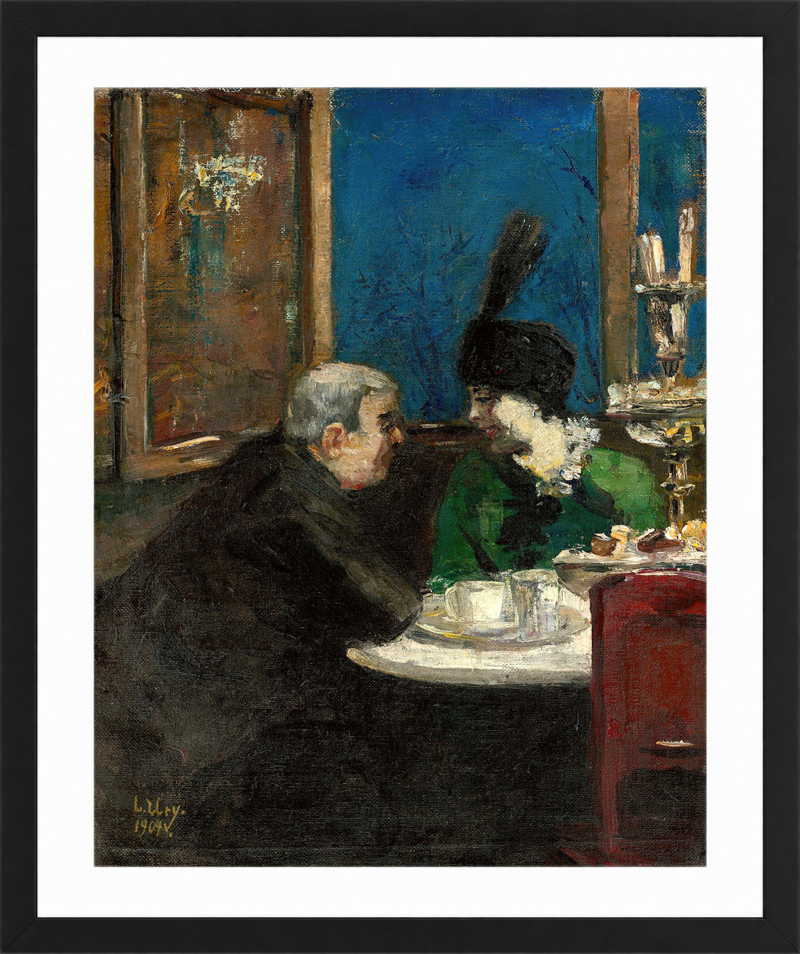 In Café Victoria, Berlin (1904) by Lesser Ury — black frame