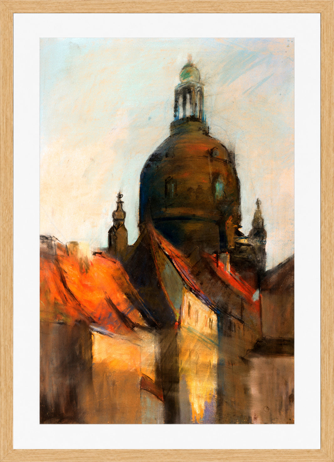 Dome of the Frauenkirche, Dresden (1890–1900) by Lesser Ury — oak frame