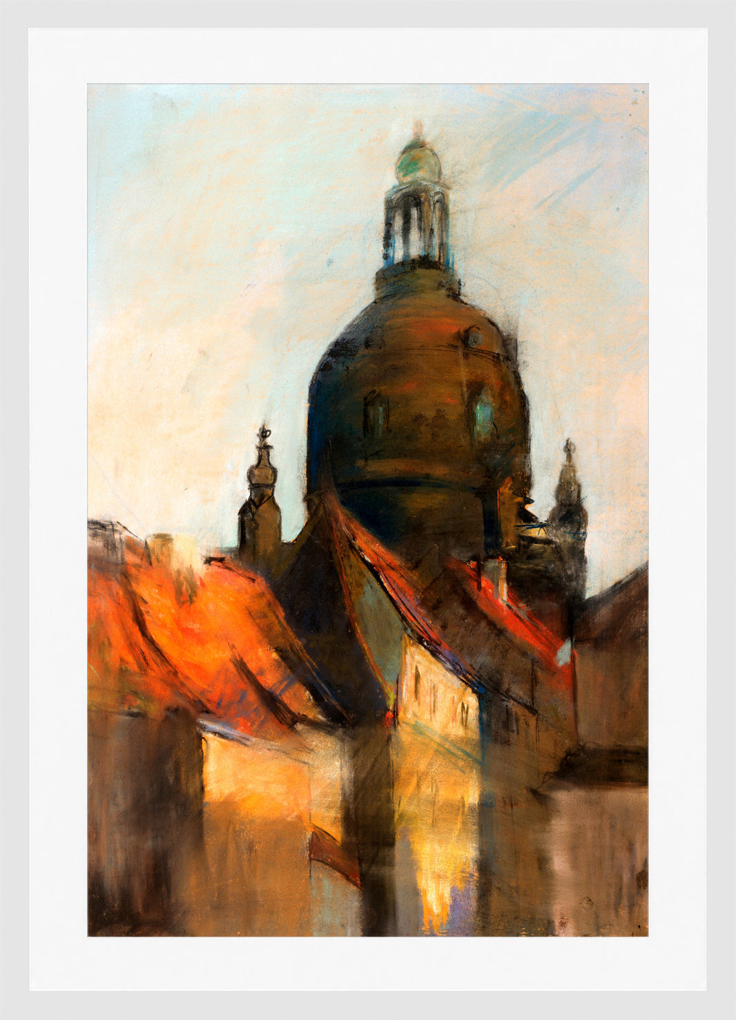 Dome of the Frauenkirche, Dresden (1890–1900) by Lesser Ury — white frame