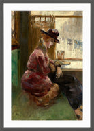 Lady in a Café, Berlin (1910–1920) by Lesser Ury — dark grey frame