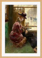 Lady in a Café, Berlin (1910–1920) by Lesser Ury — oak frame