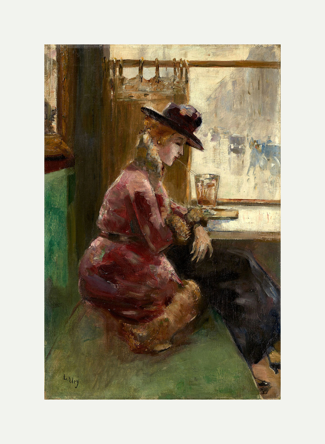 Lady in a Café, Berlin (1910–1920) by Lesser Ury — rolled canvas