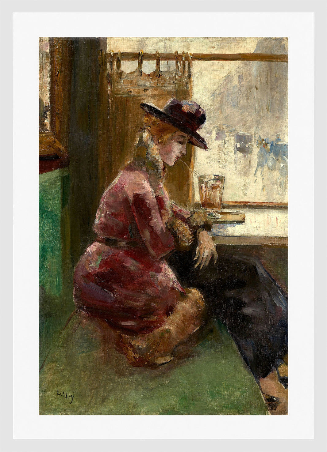 Lady in a Café, Berlin (1910–1920) by Lesser Ury — white frame