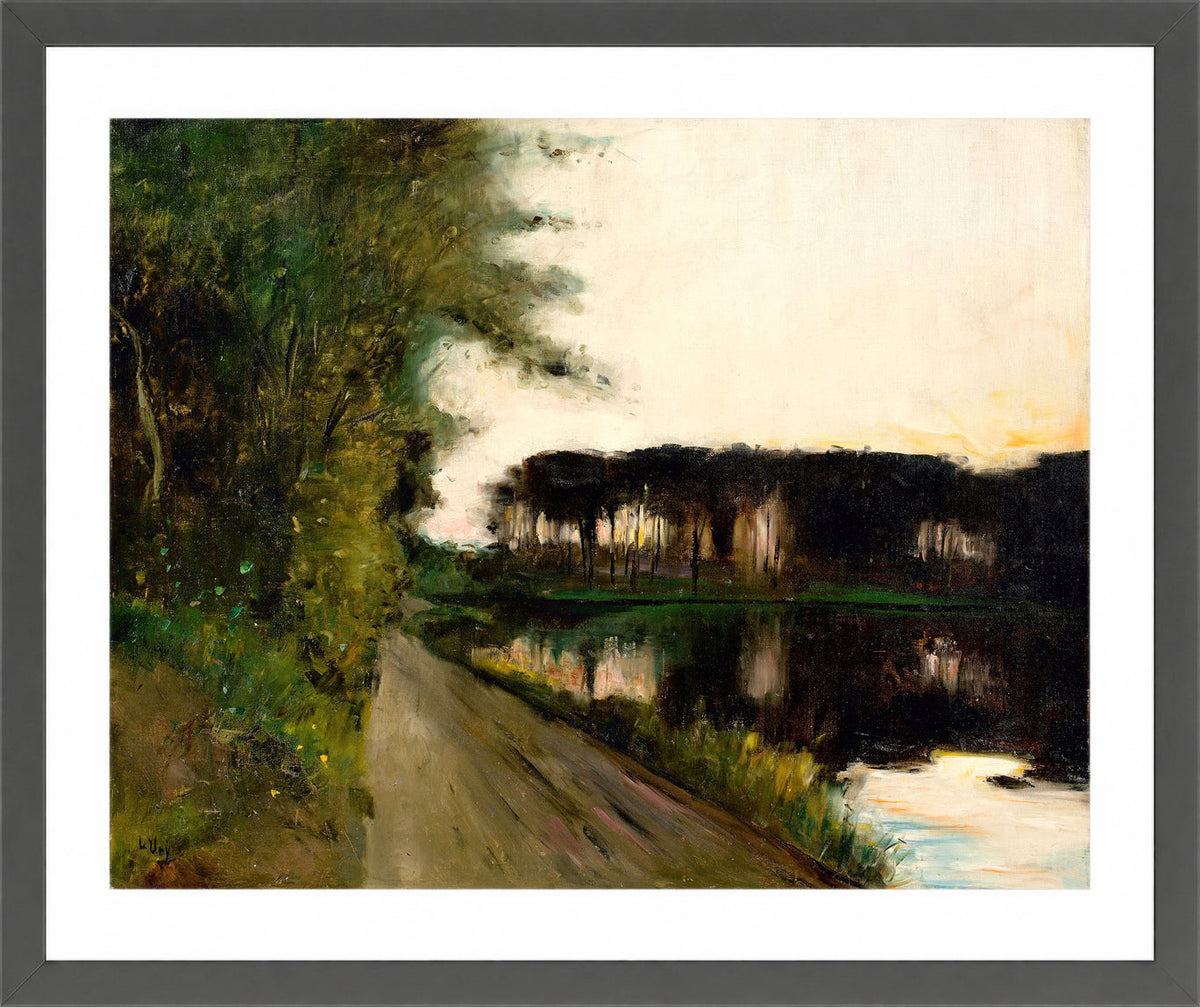 Lake in Brandenburg (c. 1905–1910) by Lesser Ury — dark grey frame