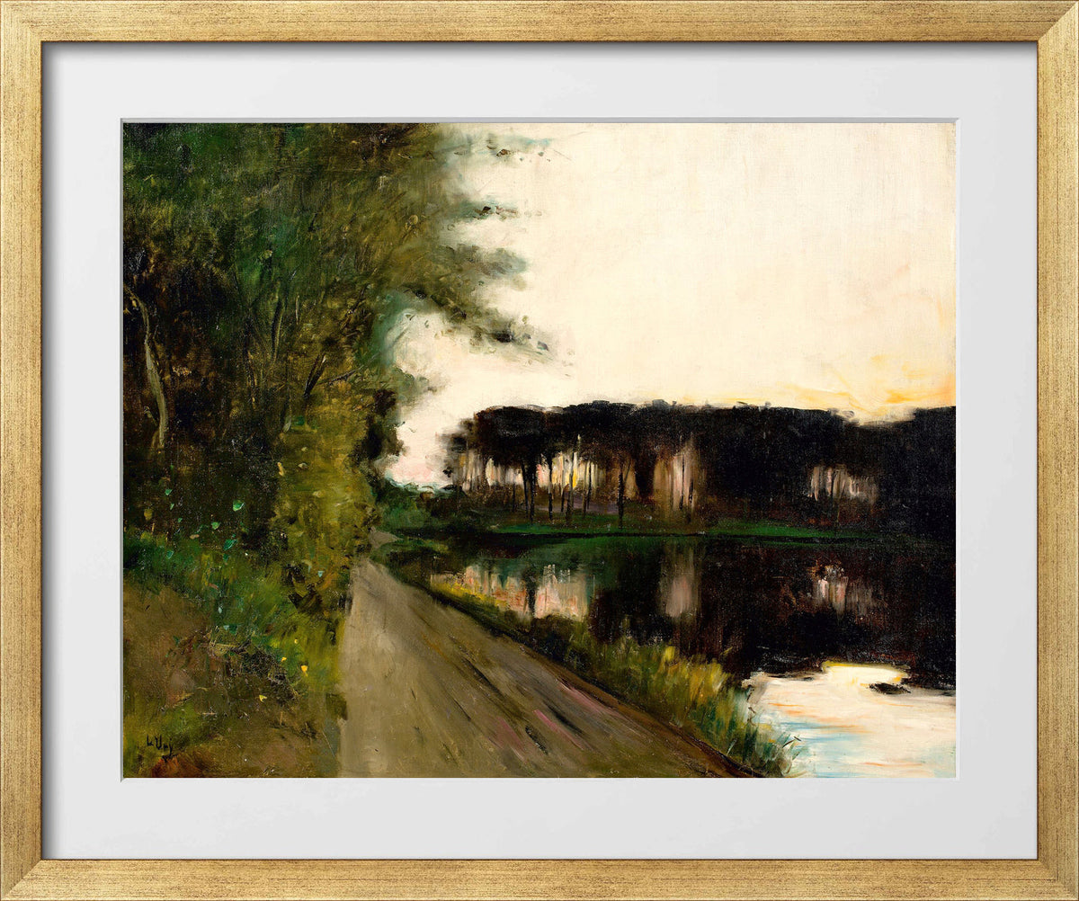 Lake in Brandenburg (c. 1905–1910) by Lesser Ury — gold frame