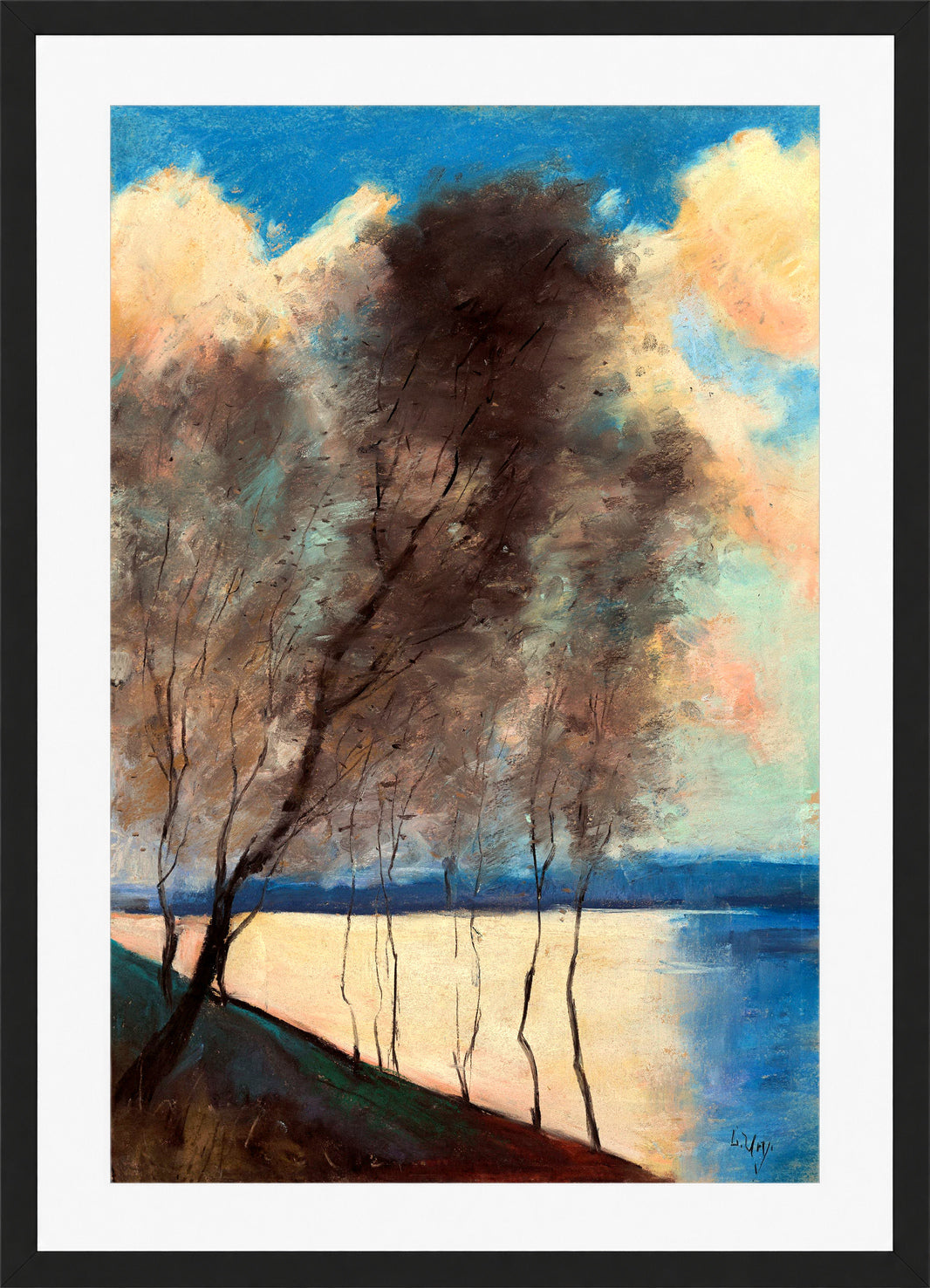 A View in the Grunewald (c. 1900) by Lesser Ury — black frame