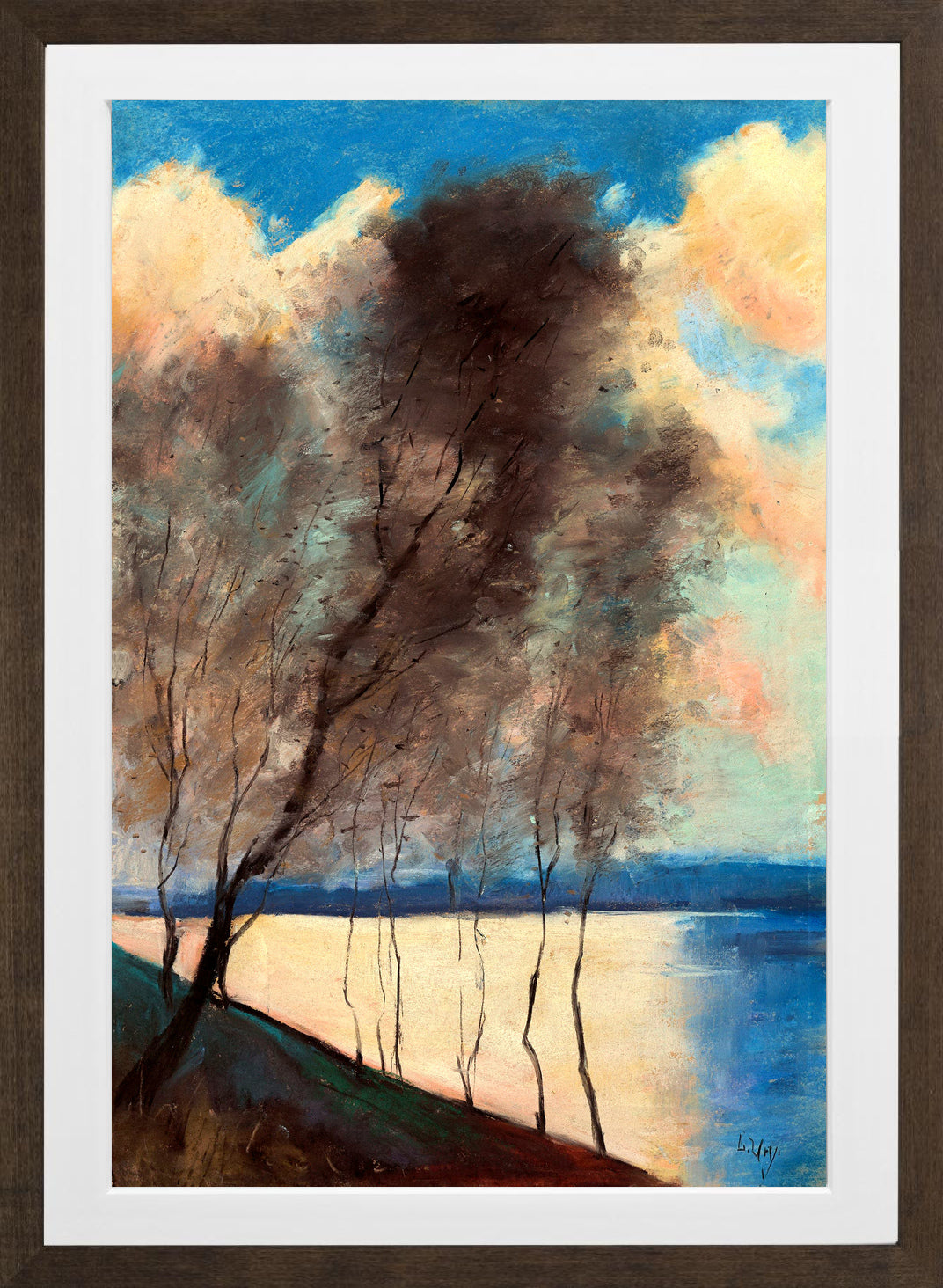 A View in the Grunewald (c. 1900) by Lesser Ury — brown frame