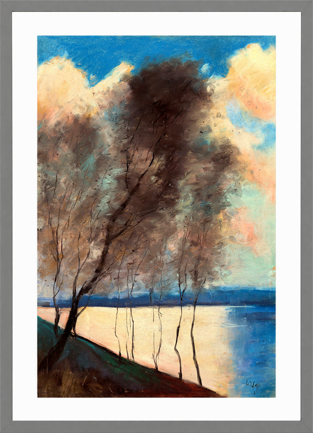 A View in the Grunewald (c. 1900) by Lesser Ury — light grey frame