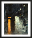 Berlin Street Scene at Night (c. 1915–1920) by Lesser Ury — black frame