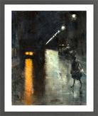 Berlin Street Scene at Night (c. 1915–1920) by Lesser Ury — dark grey frame