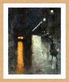 Berlin Street Scene at Night (c. 1915–1920) by Lesser Ury — oak frame