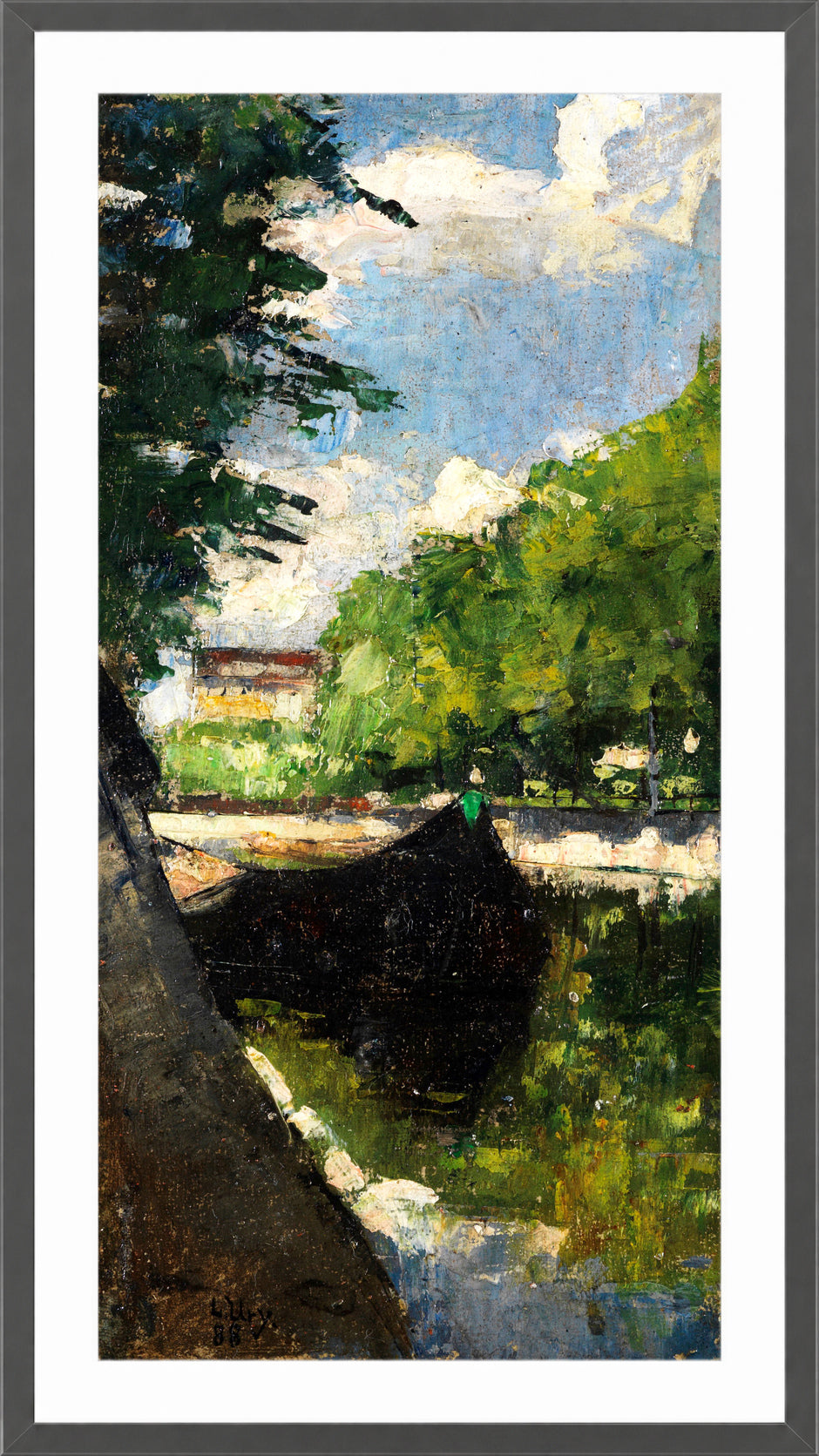 View of the Landwehr Canal, Berlin (1888) by Lesser Ury — dark grey frame